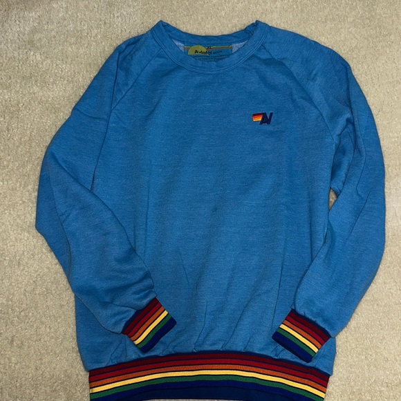 Aviator Nation unisex crew Sweater with five stripe Trim - Picture 1 of 3